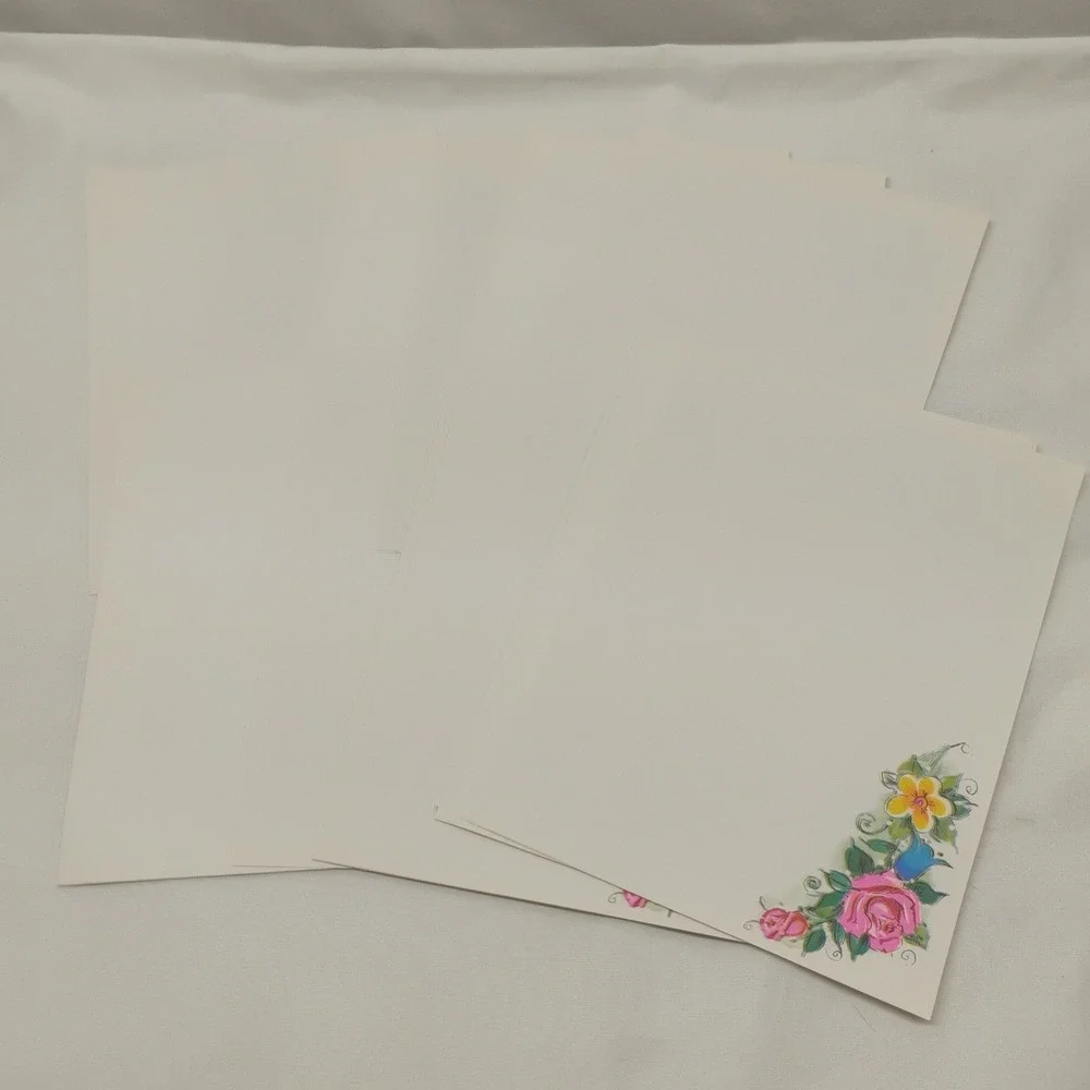 Crystal Fine Stationary 60s 70s Paper 16pc & 19pc Envelopes Floral Flowers